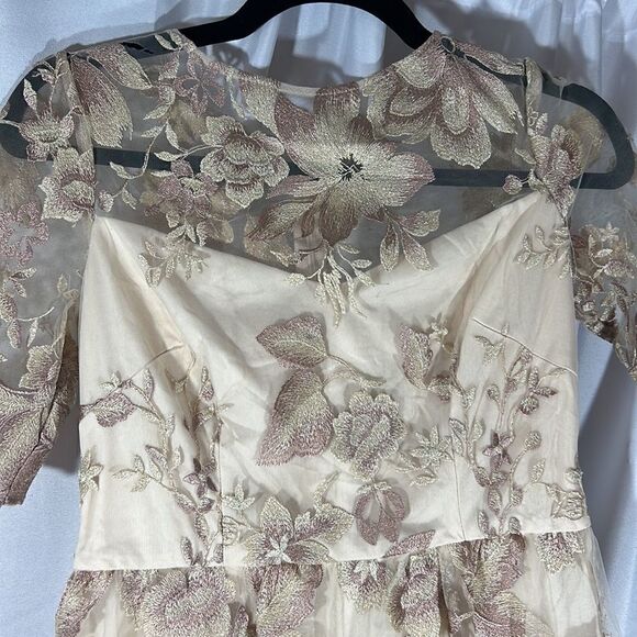 ADRIANNA PAPELL MOTHER OF THE BRIDE MAXI DRESS NWT TAUPE EMBELLISHED SIZE 4 - Picture 12 of 14